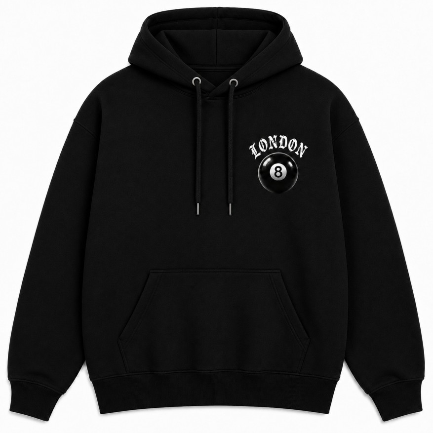 8 Ball Hoodie Black Front