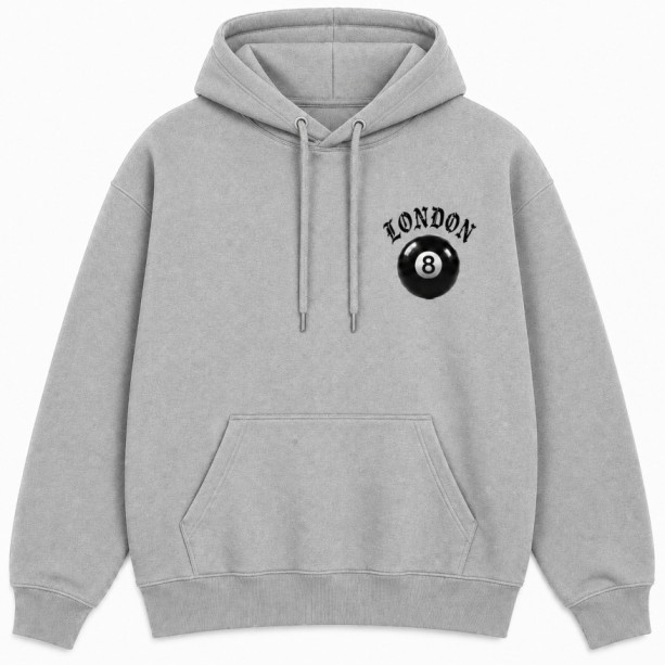 8 Ball Hoodie Grey Front