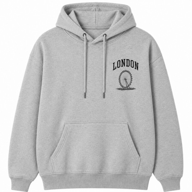 London Eye Hoodie Grey Front