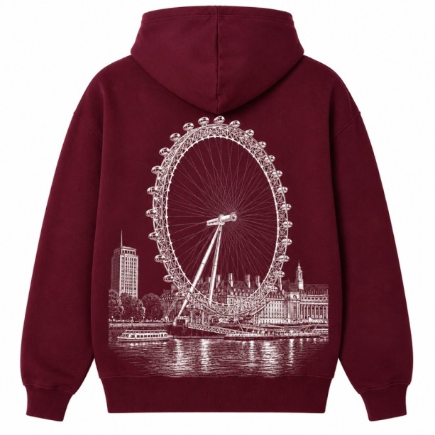 London Eye Hoodie Maroon