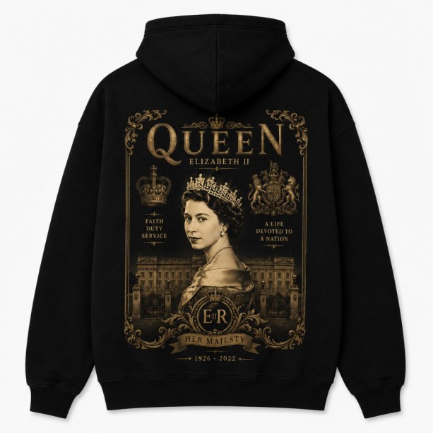 Queen Elizabeth Hoodie Black