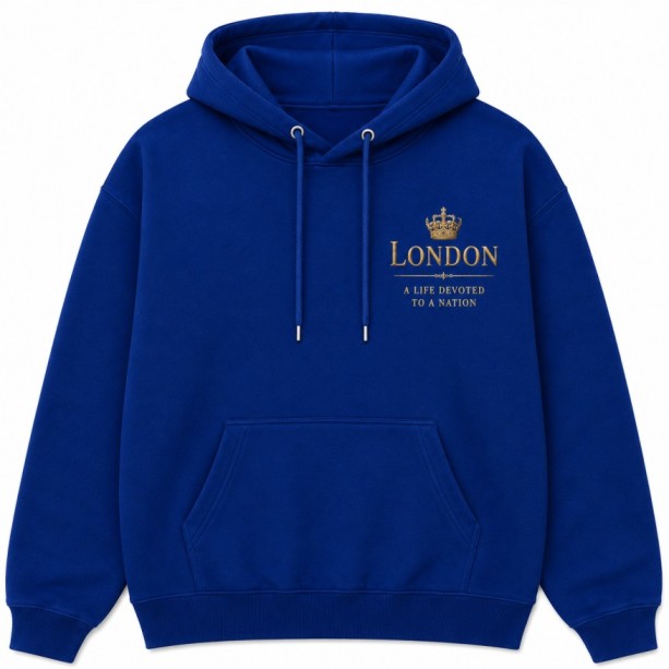 Queen Elizabeth Hoodie Royal Blue Front