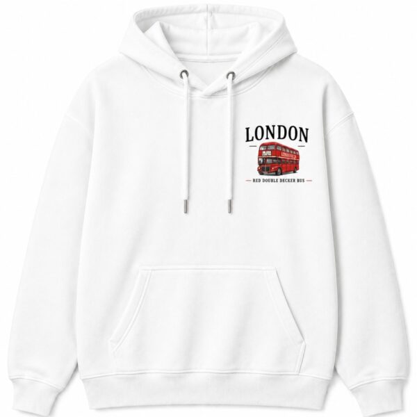 Red Double Decker Bus Hoodie White Front