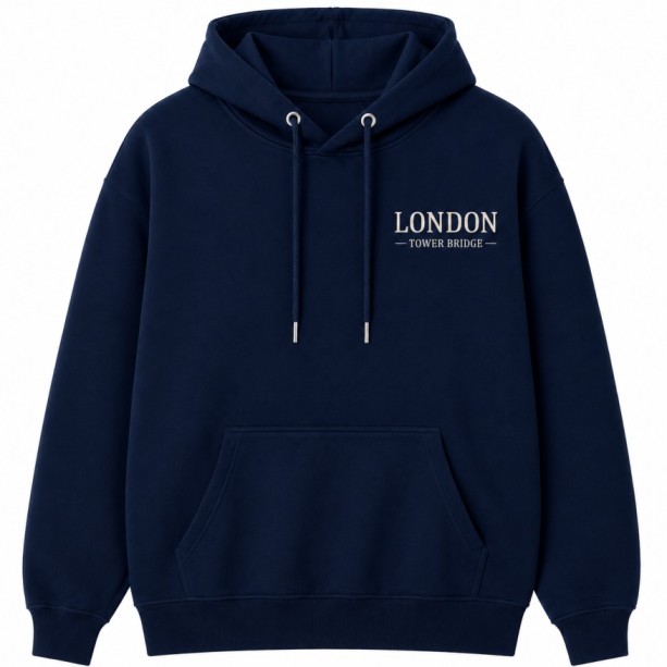 Tower Bridge Hoodie Navy Front