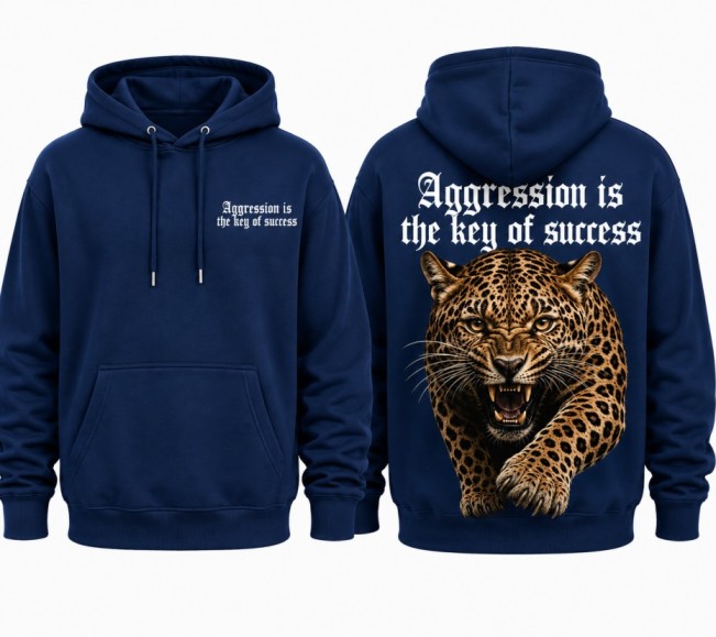 Leopard Hoodie Navy