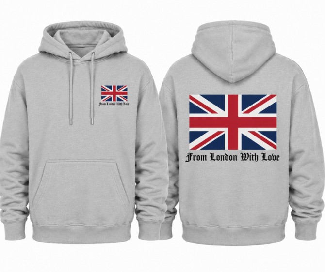 London Flag Hoodie Grey