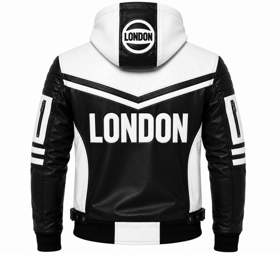 Black And White Hooded Jacket Back