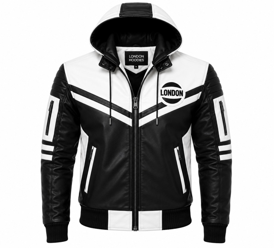 Black And White Hooded Jacket