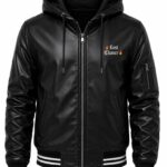 Black Leather Hooded Jacket