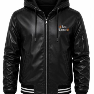 Black Leather Hooded Jacket