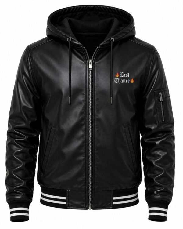 Black Leather Hooded Jacket