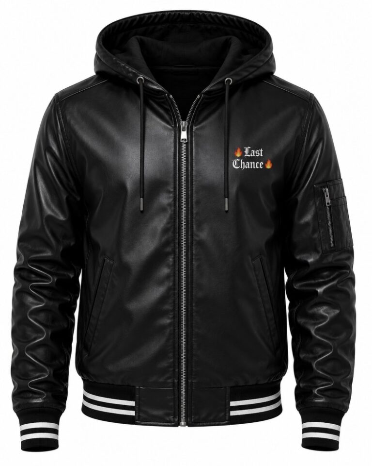 Black Leather Hooded Jacket