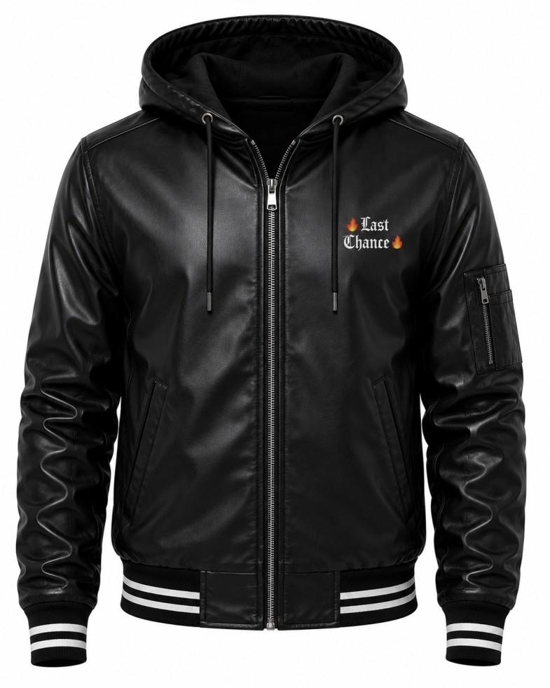 Black Leather Hooded Jacket