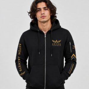Black Zip Up Aston Hoodie