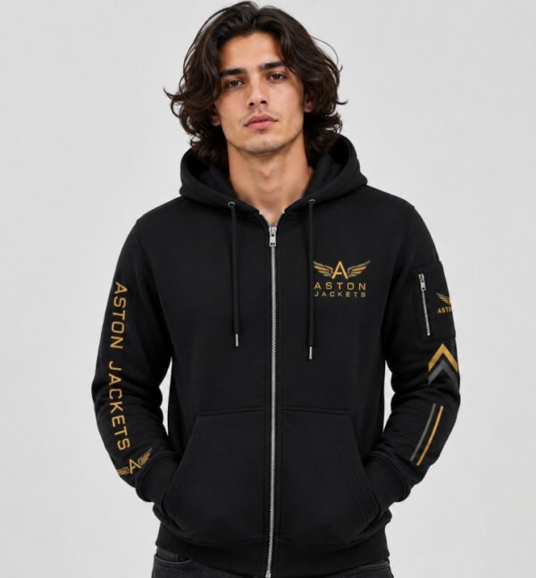 Black Zip Up Aston Hoodie