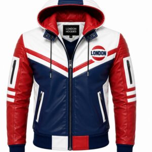 Blue And Red Hooded Jacket
