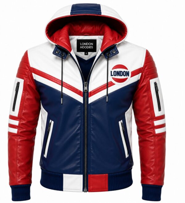Blue And Red Hooded Jacket