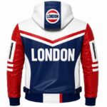 Blue And Red Hooded Jacket Back