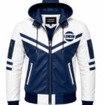 Blue And White Hooded Jacket