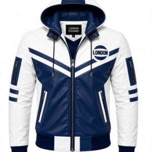 Blue And White Hooded Jacket