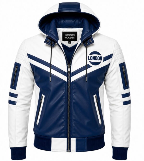 Blue And White Hooded Jacket