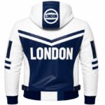Blue And White Hooded Jacket Back