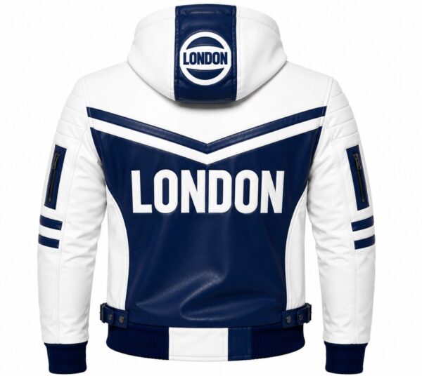 Blue And White Hooded Jacket Back