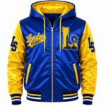 Blue And Yellow Hooded Jacket