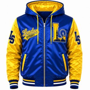 Blue And Yellow Hooded Jacket