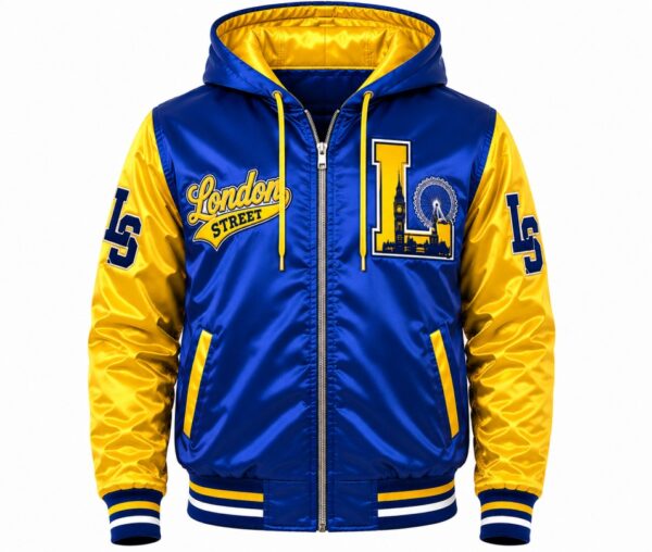 Blue And Yellow Hooded Jacket