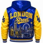 Blue And Yellow Hooded Jacket Back