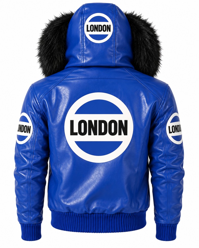 Blue Jacket With Fur Hood Back