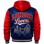 Blue Varsity Jacket With Hood Back