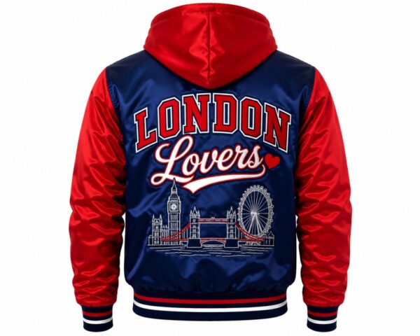 Blue Varsity Jacket With Hood Back