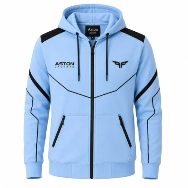 Light Blue Zip Up Hoodie Front