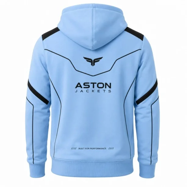 Light Blue Zip Up Hoodie Front Back