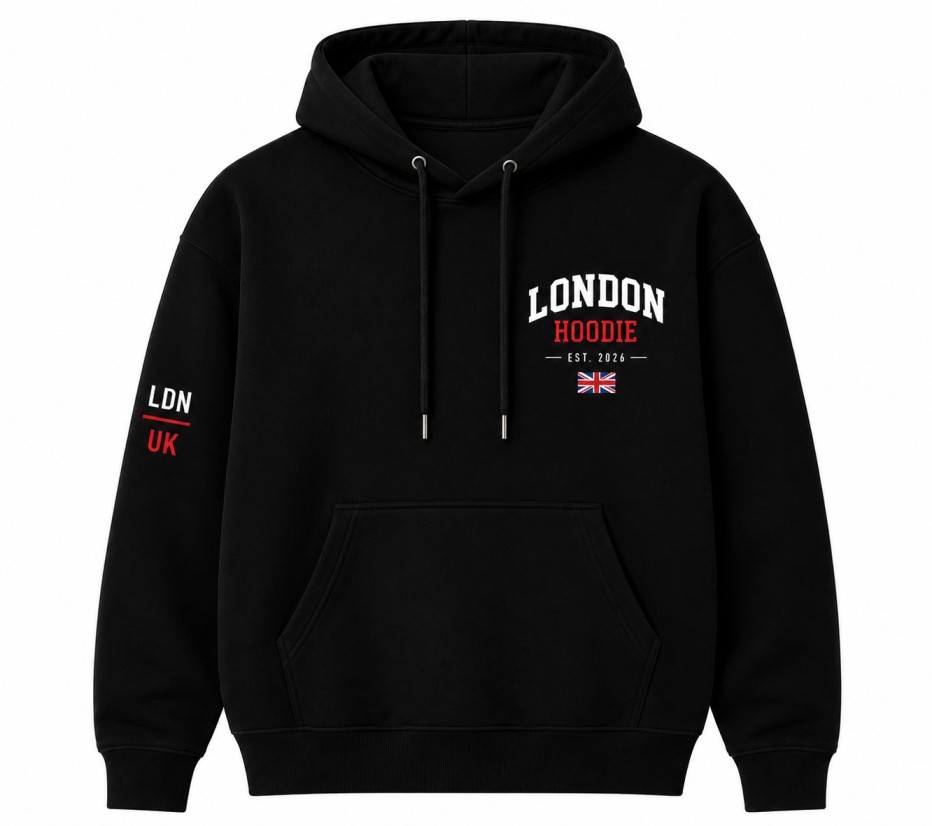 London England Hoodie Front