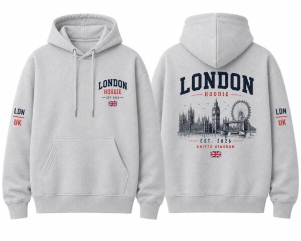 London England Hoodie Grey