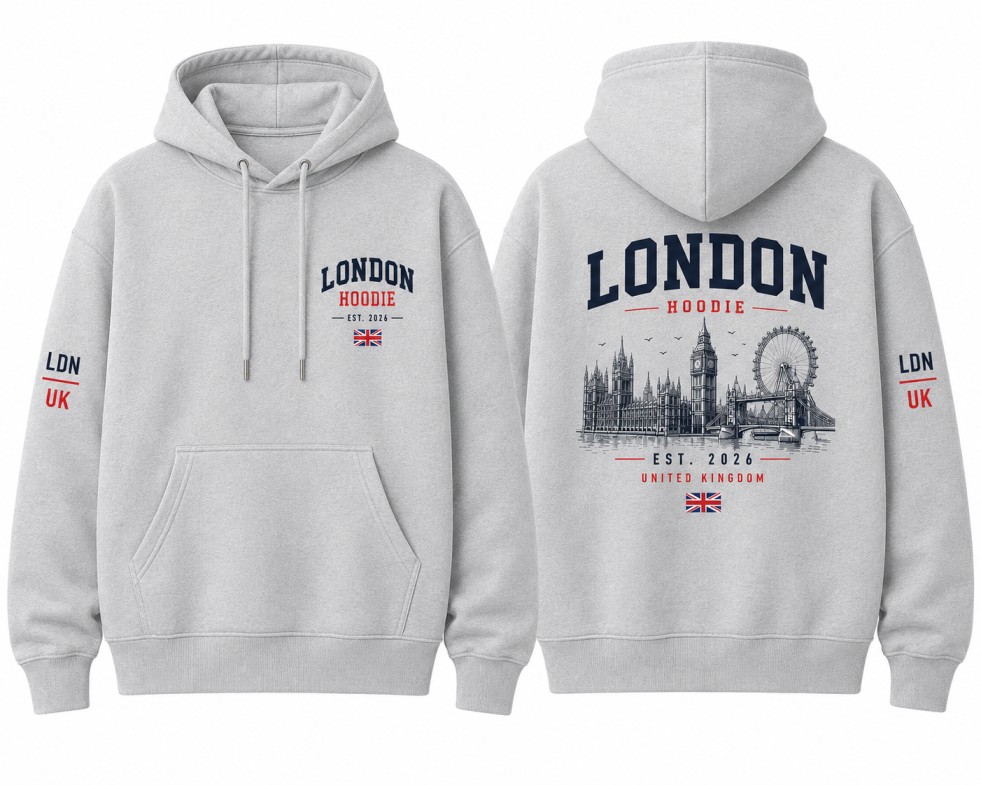 London England Hoodie Grey