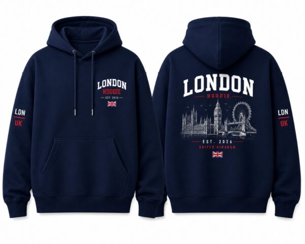 London England Hoodie Navy