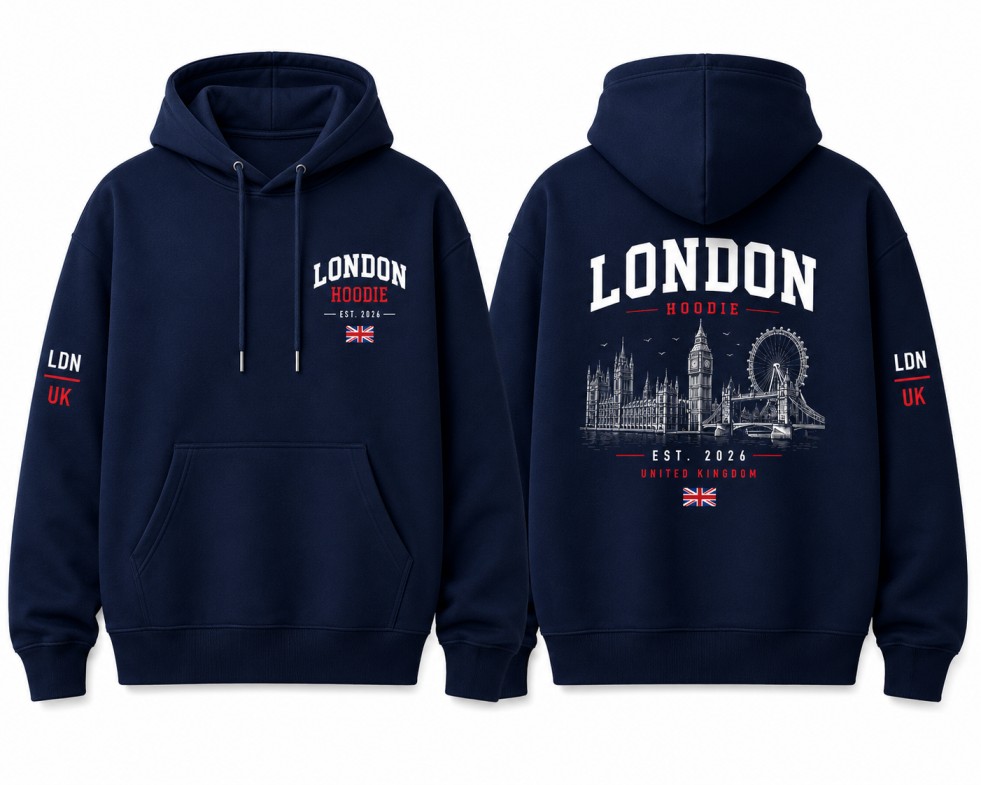 London England Hoodie Navy