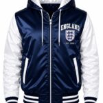Navy Blue And White Bomber Jacket