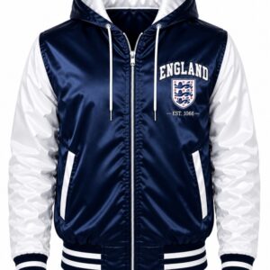 Navy Blue And White Bomber Jacket