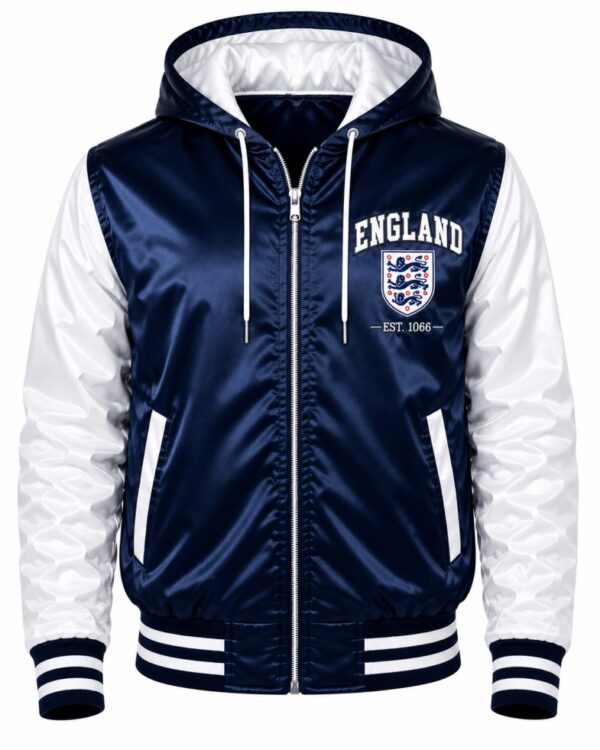 Navy Blue And White Bomber Jacket
