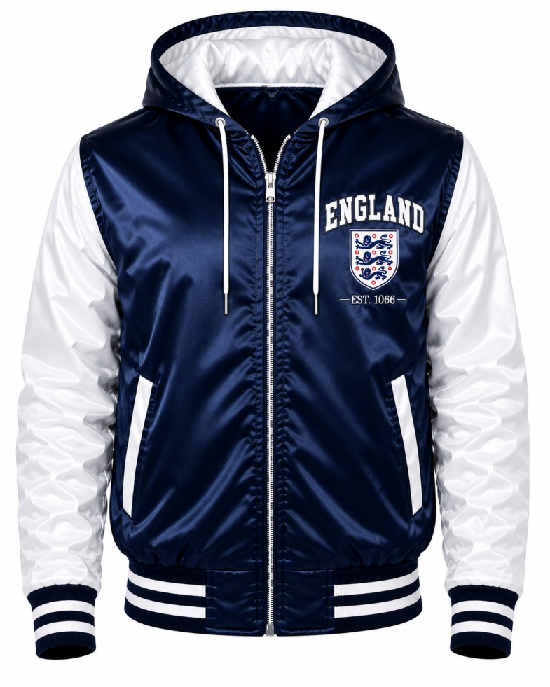 Navy Blue And White Bomber Jacket