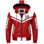 Red And White Hooded Jacket
