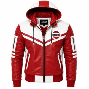 Red And White Hooded Jacket