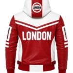 Red And White Hooded Jacket Back