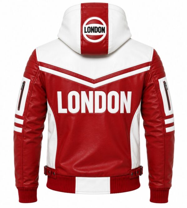 Red And White Hooded Jacket Back