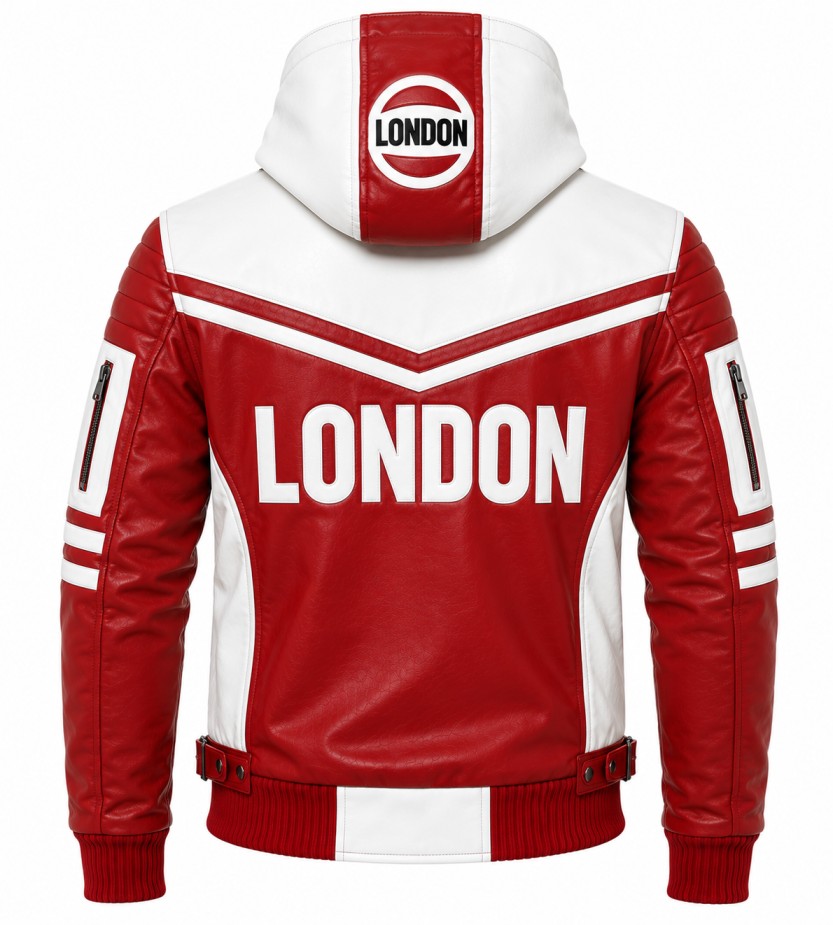 Red And White Hooded Jacket Back